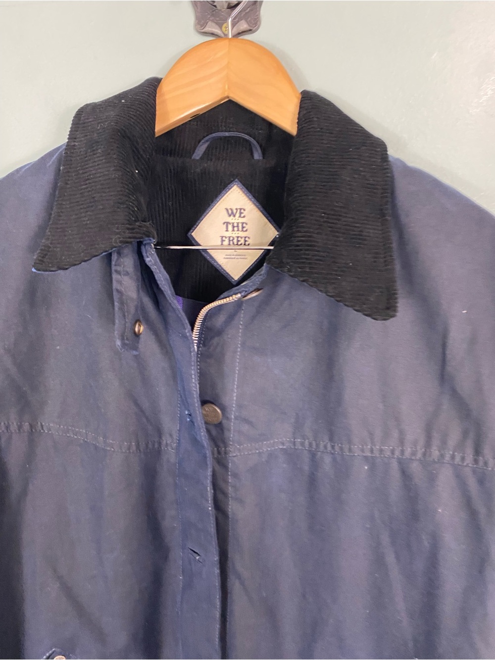 Free People Cori Waxed Cotton Jacket Blue Darkest Sapphire Large - Picture 3 of 7